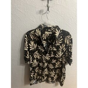 Mens Black Tan Hawaiian Munsingwear Shirt‎ Short Sleeve Size Medium